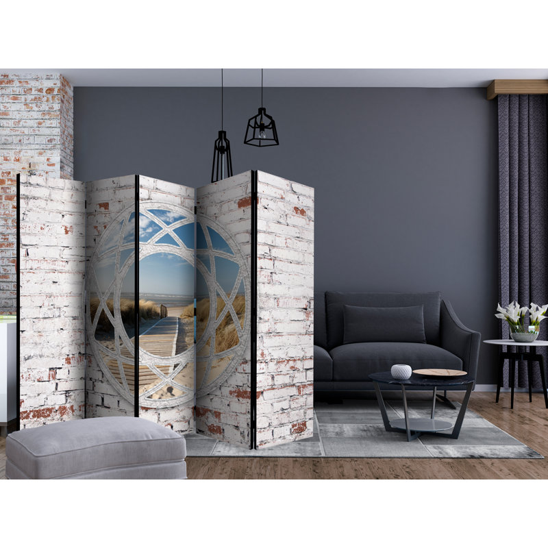 Gerardi 225cm W x 172cm H 5 - Panel Solid Wood Folding Room Divider