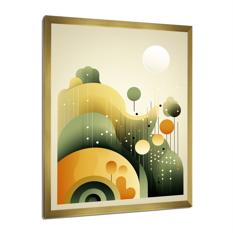 «Dreamscape» rétro, abstrait, minimalisme, orange et vert - Impressions murales modernes de style Mid-Century