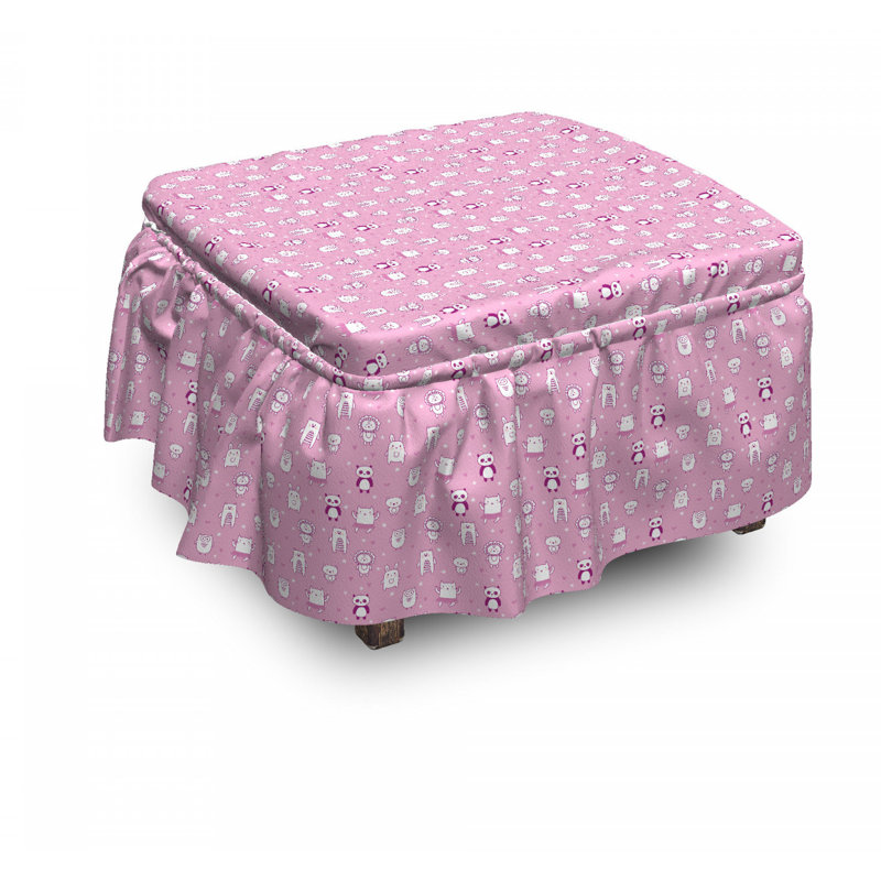 Housse pour repose-pieds rose animaux amusants