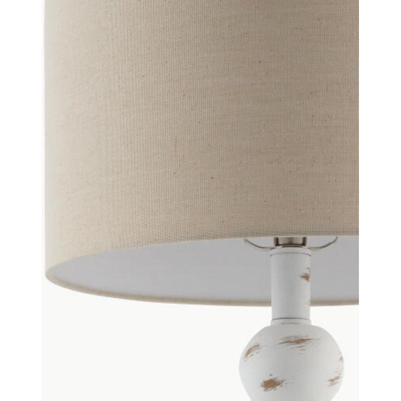 Elaine Table Lamp, Antiqued White, Beige, 27" H x 13" W x 15" D
