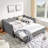 Cozy Gingham Daybed With  Trundle, USB Port, And Adorable Wave Shaped Linen Fabric-1499770901