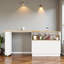 120cm 360° Rotation Bar Table With Doors And Shelves Multifunctional Sideboard With Open Shelves Storage Space-10059888
