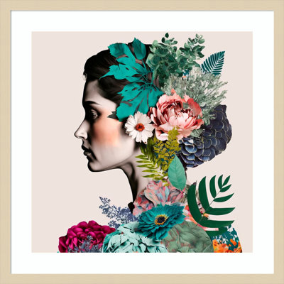 «Floral Profile» par Incado, reproduction d'art encadrée sur bois