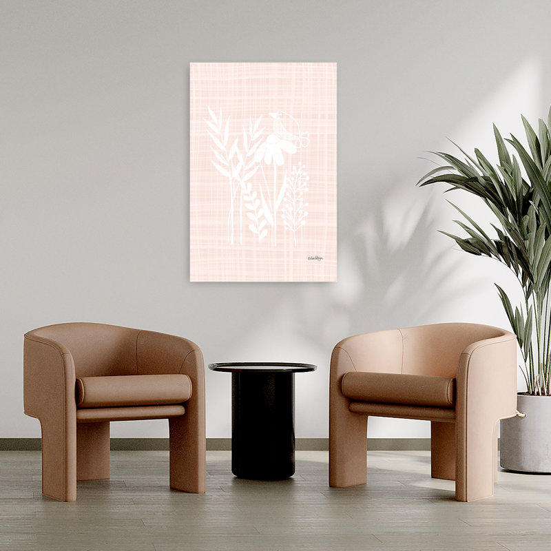 Happy Florals I, art contemporain avec fleur d'oiseau, H 36 po x l 24 po