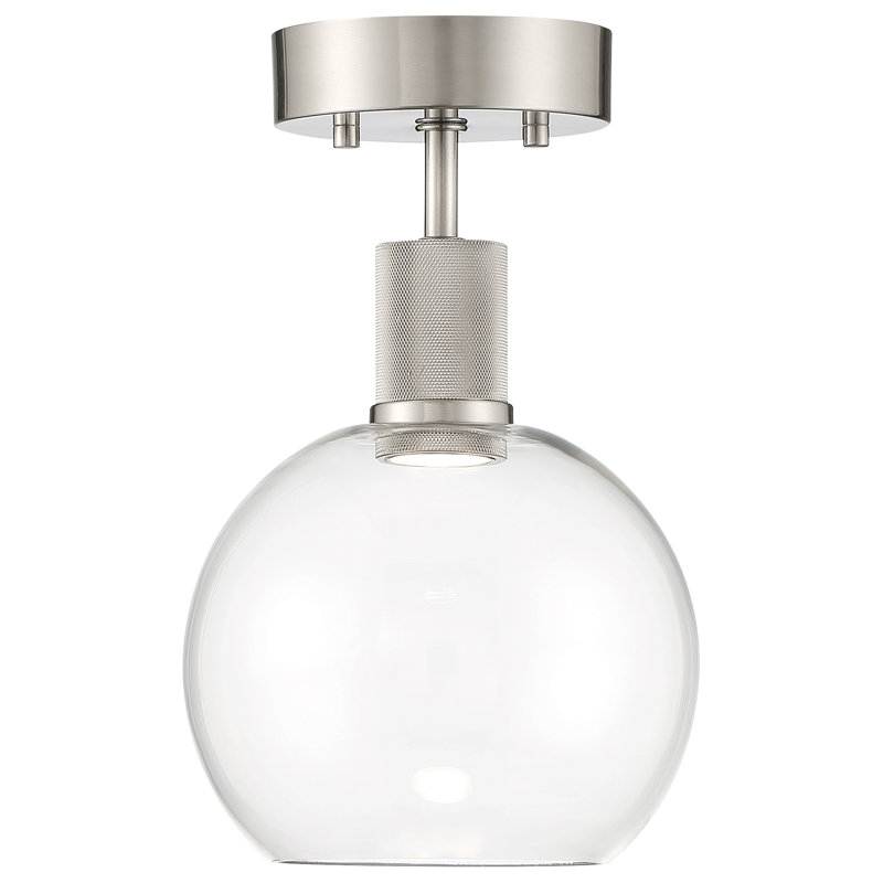 Southglenn Glass Semi Flush Mount, Brushed Steel