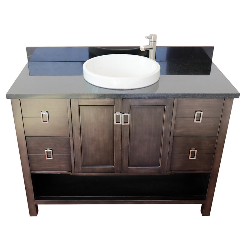 Ensemble de meuble-lavabo simple 49 po Wilhoit, Brun argenté / galaxie noire