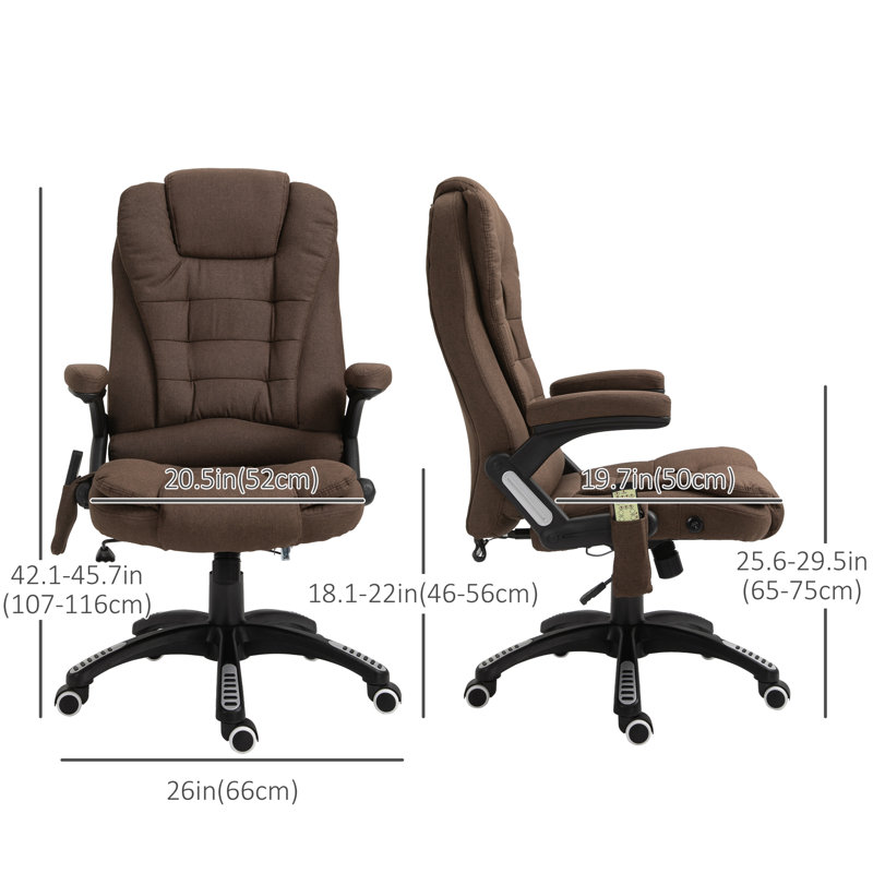 Fauteuil de bureau massant avec vibrations à 6 points, Brun