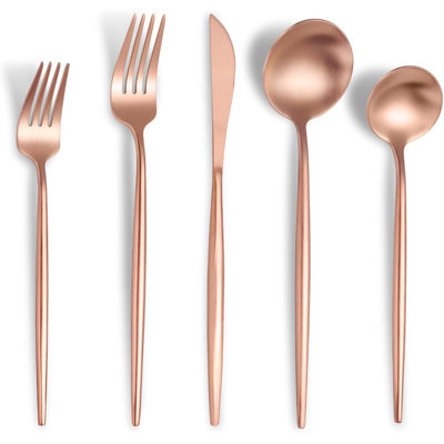 20-Piece Flatware Set For 4, Modern Stainless Steel Cutlery Set With Satin Finish, Heavy Duty Knives Forks Spoons Set, Dishwasher Safe