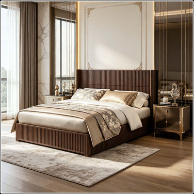 Solid Wood Platform Bed with Headboard