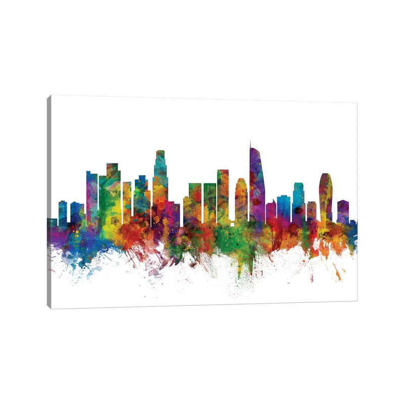 Los Angeles, California Skyline by Michael Tompsett - Wrapped Canvas Gallery-Wrapped Canvas Giclée, 20.32 cm H x 30.48 cm W