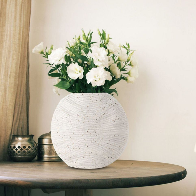 Vase de table en céramique Darhyl, Beige, H 9 po x l 5 po x P 10 po
