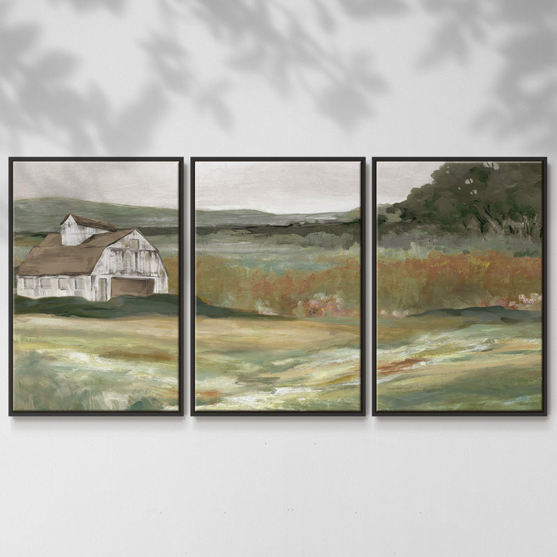 Après-midi à la ferme 3 pièces, H 24 po x l 48 po x P 2 po, Noir