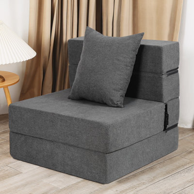Canapé-lit futon, canapé-lit en mousse viscoélastique haute densité avec coussin moelleux, canapé-lit pliant, gris foncé