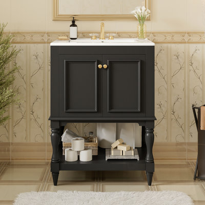 Meuble-lavabo avec lavabo, 2 portes et tablette ouverte