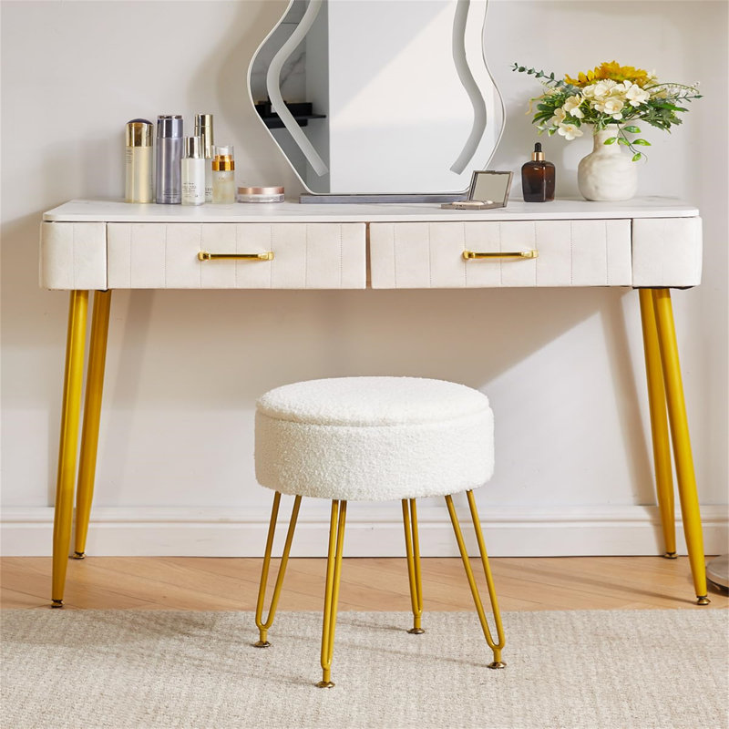 Ahilan Metal Accent Stool, White