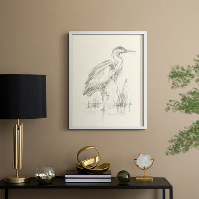 «Waterbird S Croquis», reproduction d'art encadrée - bois massif