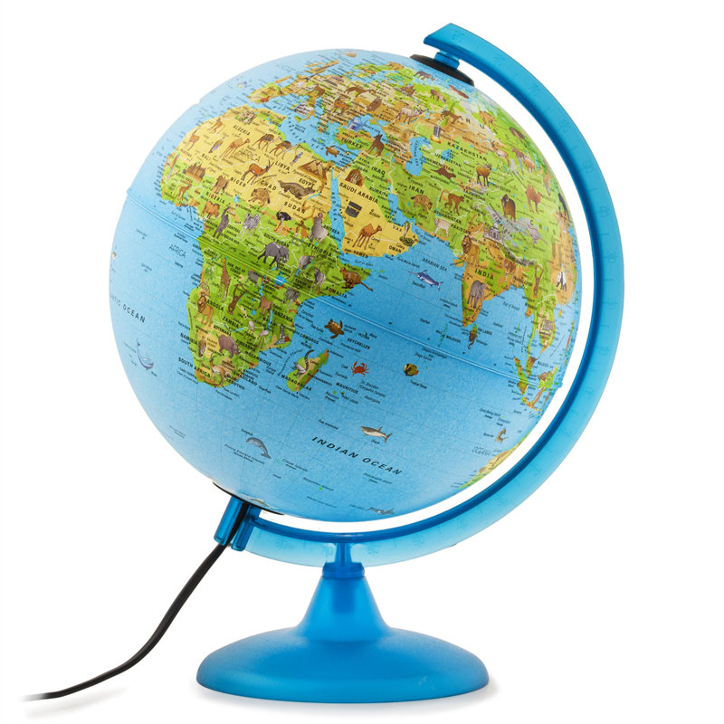 Globe terrestre animaux, Bleu