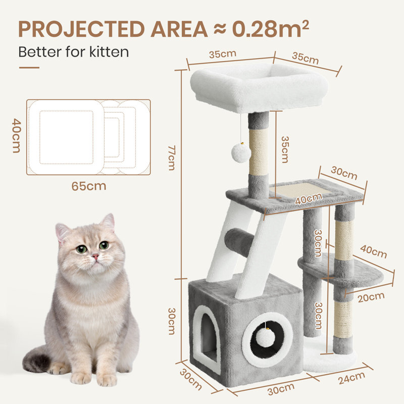 Amadahy 107cm H Cat Tree, Light Grey