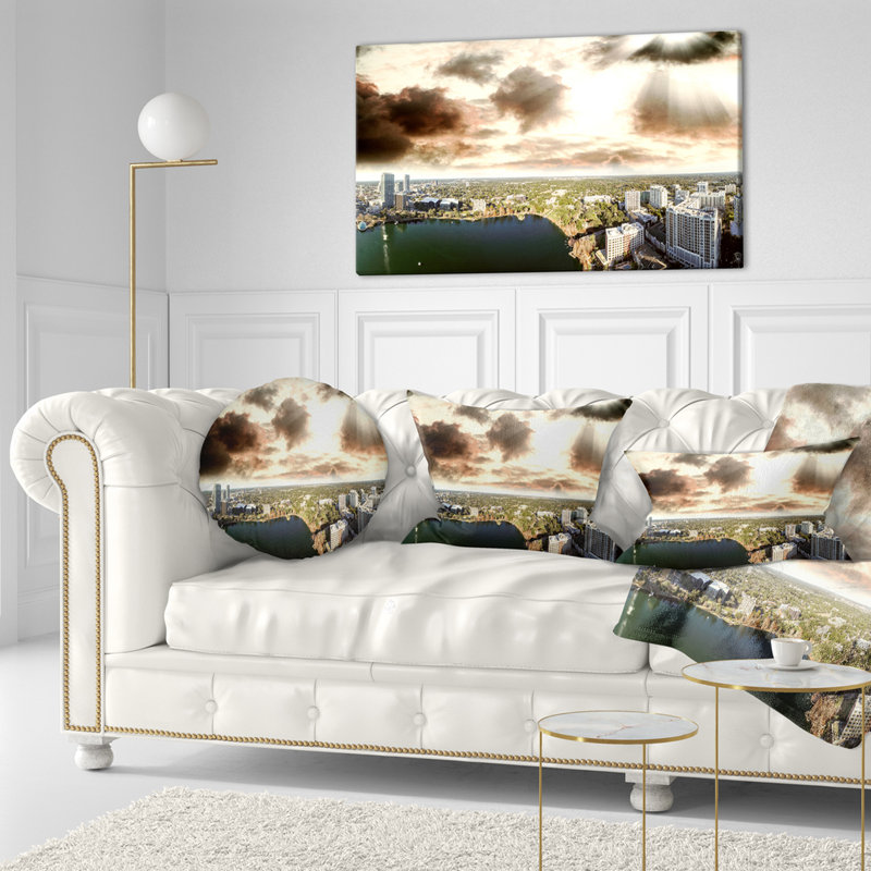 Coussin décoratif Downtown Downtown Sunset - Sea & Shore, Rectangulaire, 12 po x 20 po