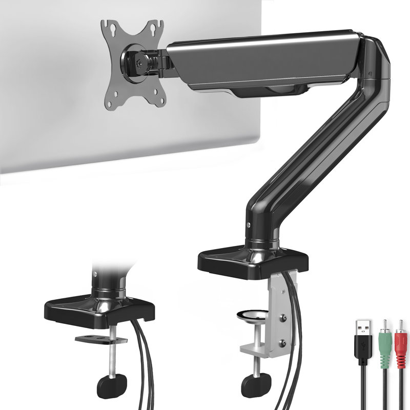Support de bureau pour moniteur pneumatique à bras simple avec USB