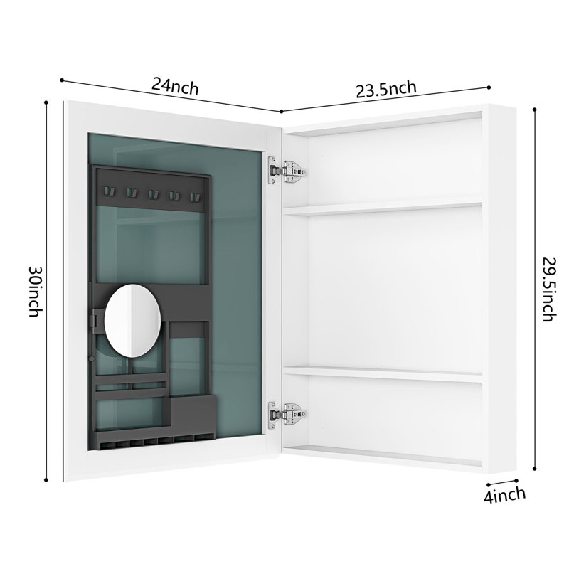 Armoire de rangement de salle de bain l 24 po x H 30 po - murale, bois d'ingénierie, armoire bien rangée, extérieur bien rangé