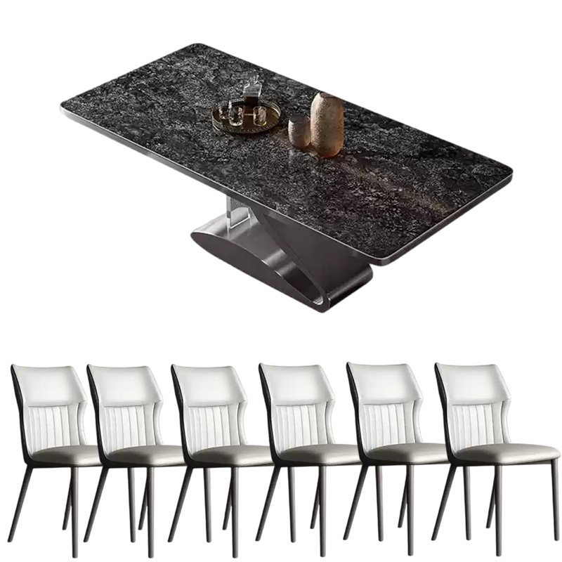 Ensemble de table de salle à manger rectangulaire moderne et simple, Noir, H 29,53 po x L 78,74 po x l 35,43 po