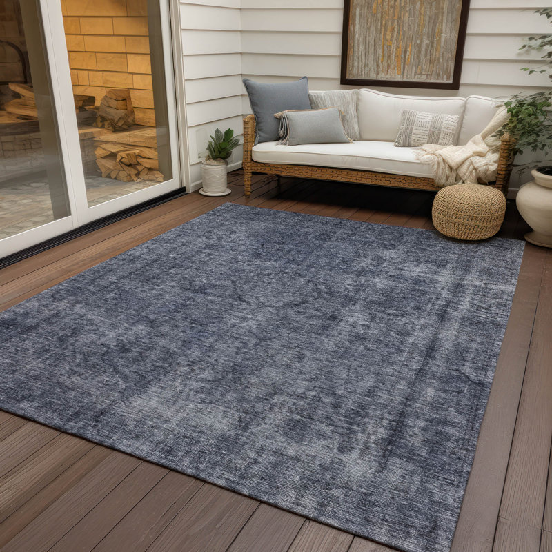 Tapis bleu intérieur / extérieur lavable à la machine Cinead ACN1656, Rectangle 10 pi x 14 pi