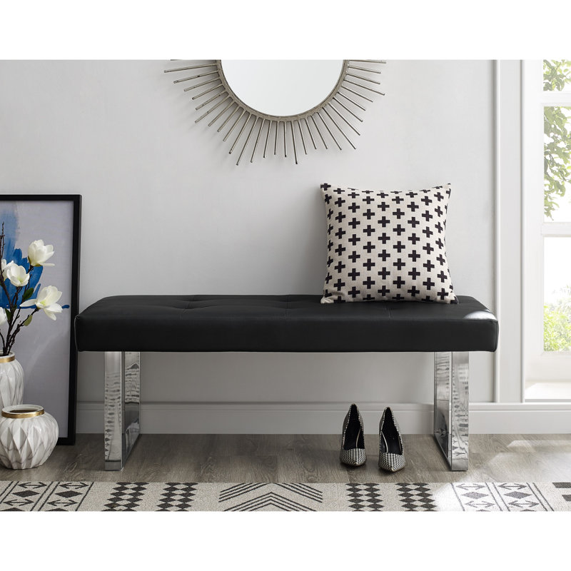 Banc en cuir pour salle de séjour Cooper, Noir
