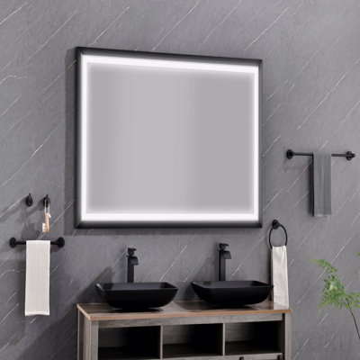 84 po X P 48 po H Miroir de salle de bain surdimensionné rectangulaire à DEL avec cadre et miroir antibrouillard à intensité variable pour salle de bain