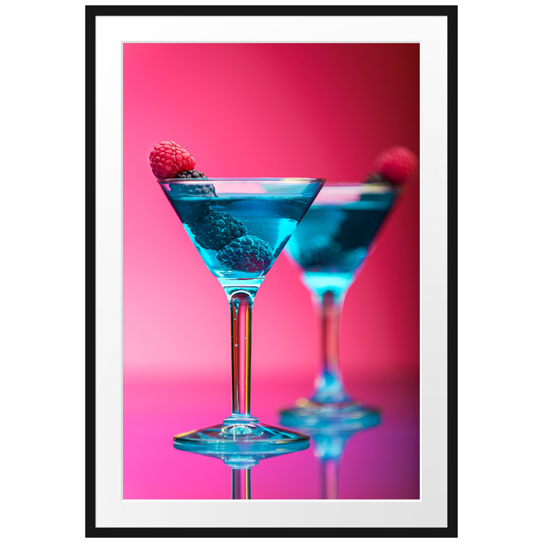 Gerahmtes Poster Cocktails mit Himbeeren