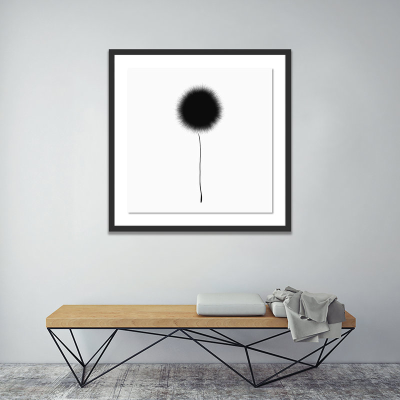 Black Dandelion Print by Aga Siguni Ciszewska, 24" H x 24" W x 1.5" D, Black