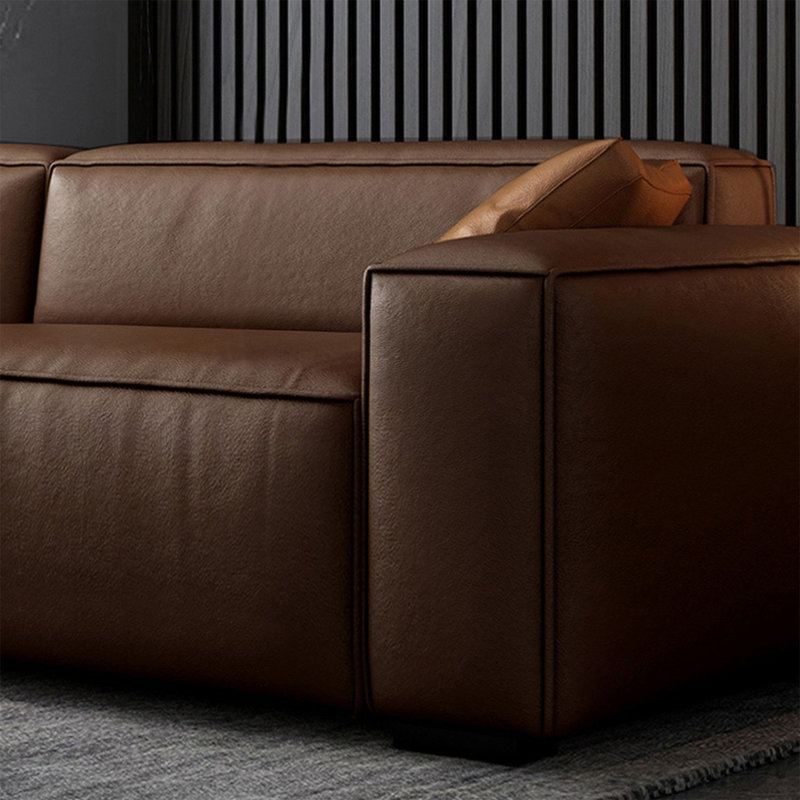 Coussin de canapé modulaire en cuir véritable Coffee, Café, H 27,56 po x l 110,24 po x P 37,4 po, 4