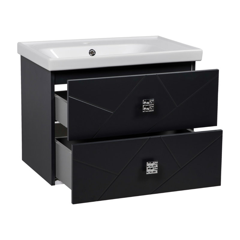 Ensemble de meuble-lavabo mural avec lavabo Jakkia-W_Modern, Gris anthracite mat