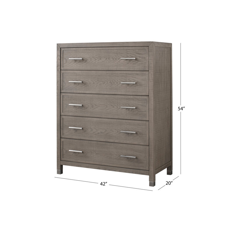 Commode 5 tiroirs Bustamante, Gris