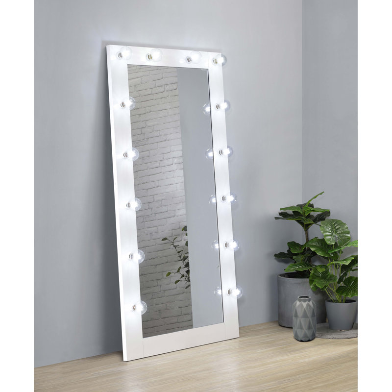 Madelline Rectangle LED Floor Mirror, White