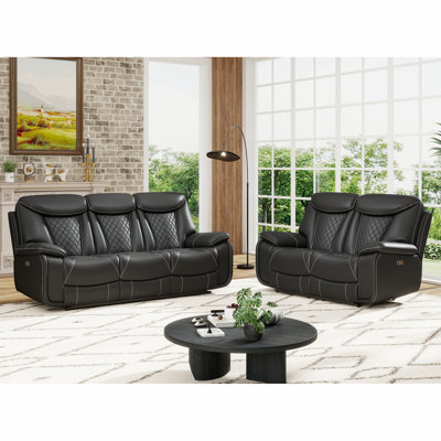 Saneela Faux Leather Power Reclining Living Room