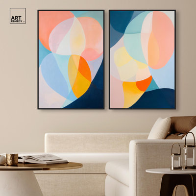 Diadia Duo Canvas Print Modern Abstract Art Set by Art Remedy, Gallery Wrapped, 16 x 24