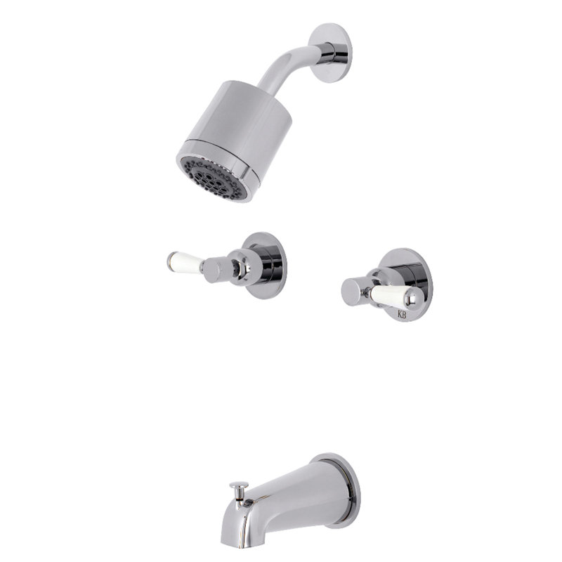 Kingston Brass Paris Double-Handle Tub and Shower Faucet, Polished Chrome