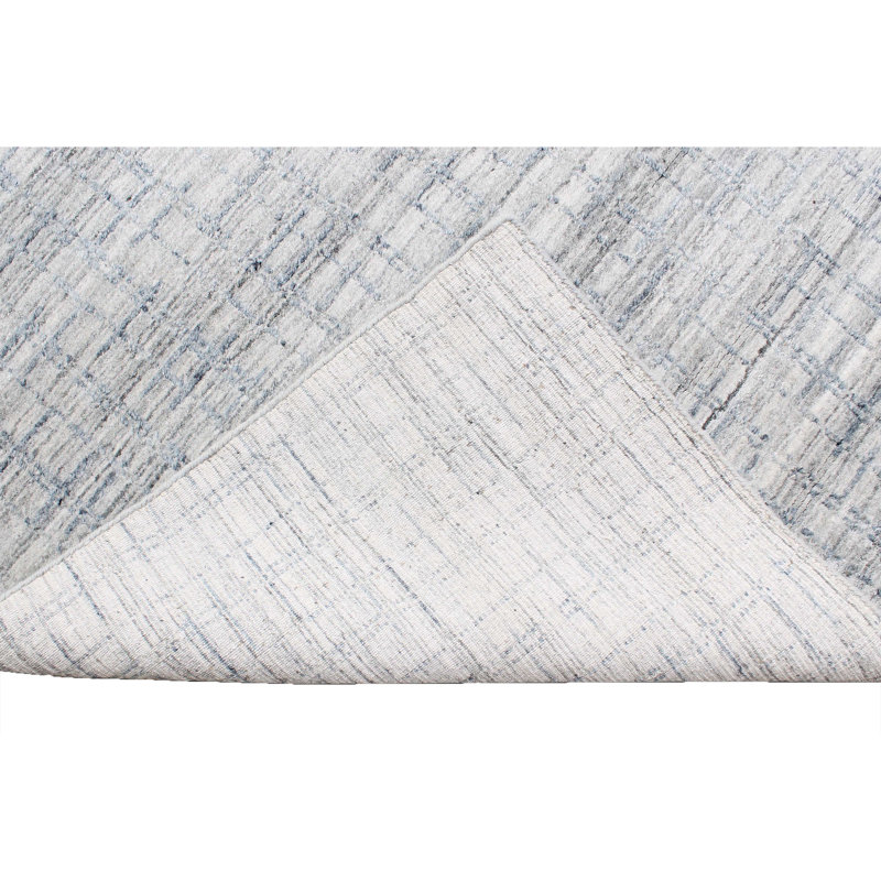 Plaid Area Rug in Blue/Silver, Rectangle 10' x 14'