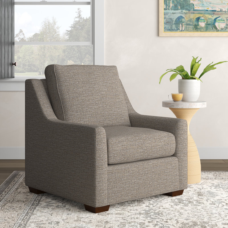 Gemi Upholstered Armchair, Drusky Linen Sustain® Basketweave