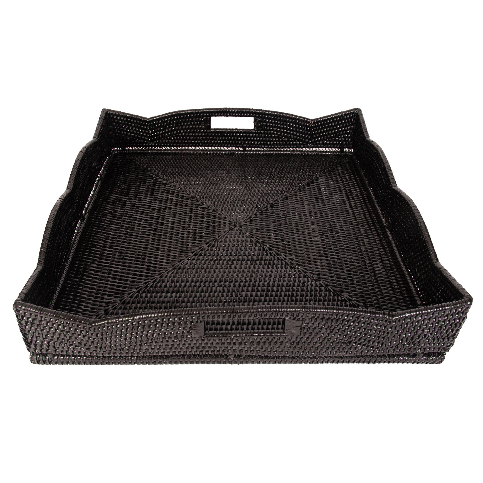 Landry Handmade Rattan Tray, Tudor Black