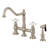 Kingston Brass Restoration Two-Handle 4-Hole Deck Mount Bridge Kitchen Faucet with Brass Side Sprayer-35598751-139083556
