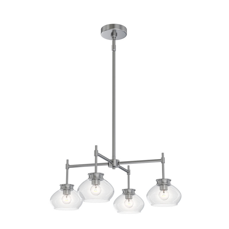 Kinsmon Plug & Play 4-Light Chandelier in Transitional and Modern Style-61.6 Inches Tall and 24 Inches Wide, Brushed Nickel