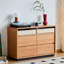 Commode 6 tiroirs scandinave en cerisier massif avec panneaux contrastants blancs et base noire - coffre de rangement l 43,3 po x P 15,7 po x H 28,7 po