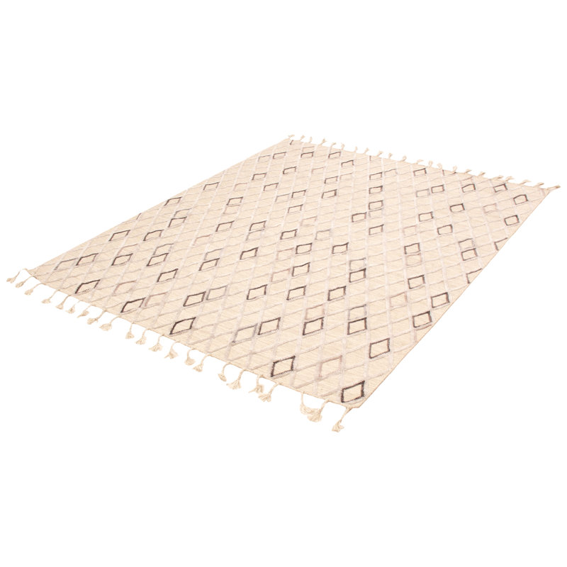 Tapis kaki clair en laine tissé à plat à la main Kalista