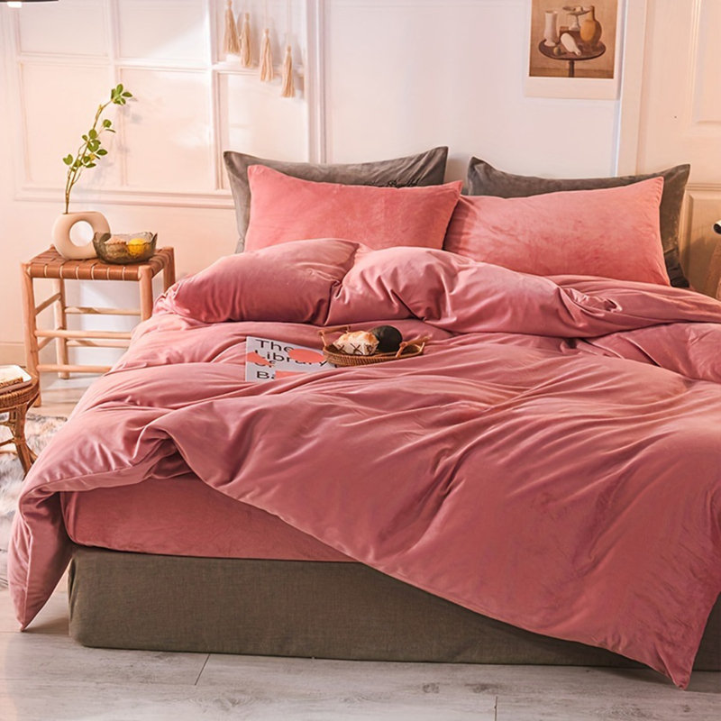 LISSTHER American Solid Color Duvet Cover Bedding Set  (3 pcs, Including 1 Duvet Cover, and 2 Pillowcases), for Cold Weather Winter Keep Warm. 