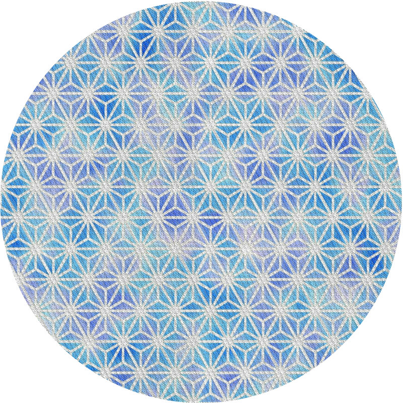 Tapis décoratif géométrique bleu Samora, Rond 6 pi