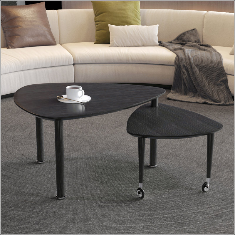 Table basse rotative moderne 360 degrés pour le salon, Noir, Noir