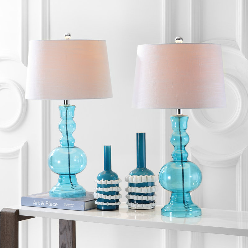 Keesler Glass Table Lamp, Aqua