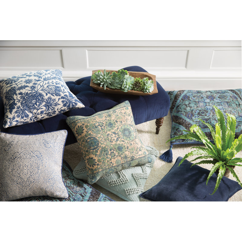 Tassels Throw Pillow, Slate, Down